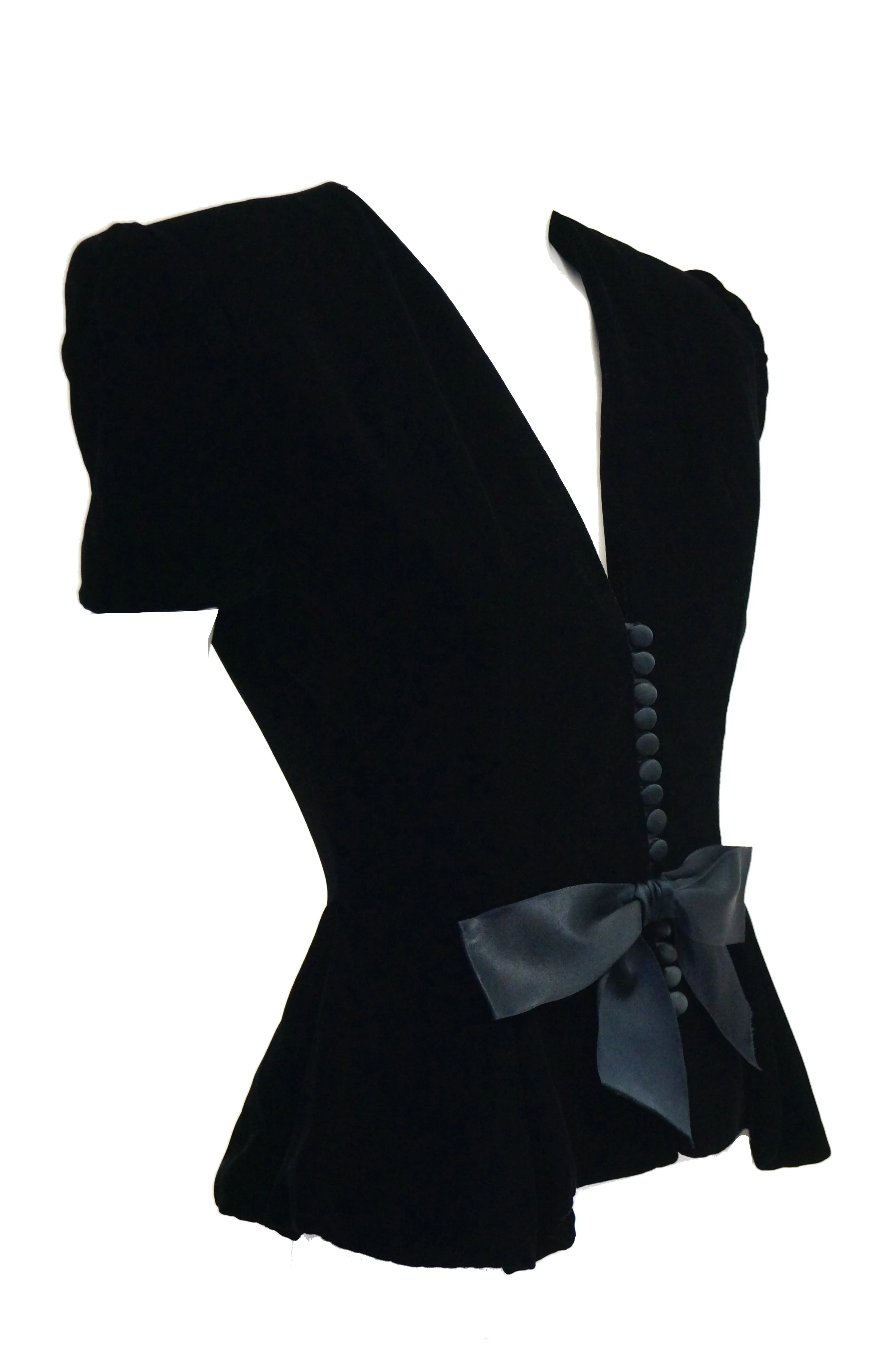 1980s Oscar de la Renta Black Velvet Evening Jacket