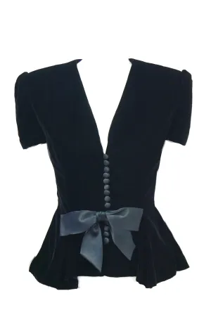 1980s Oscar de la Renta Black Velvet Evening Jacket