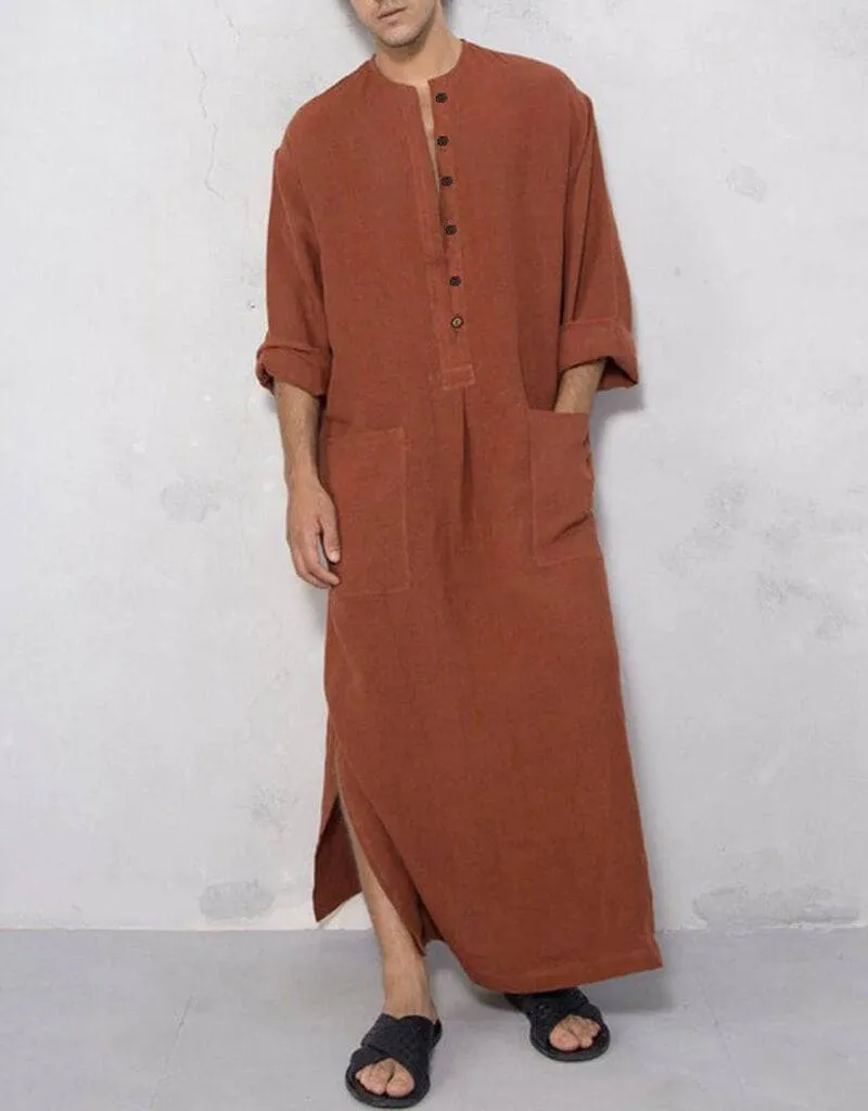 Arabic Jubba Solid Pockets Robes