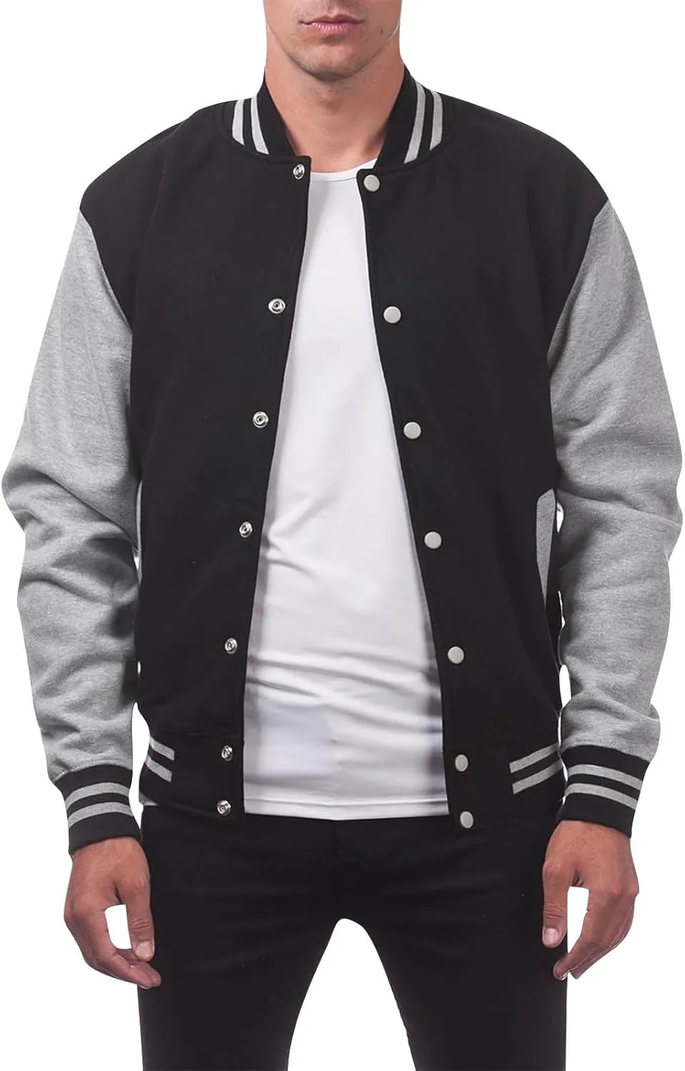 Baseball Varsity Jacket Men Color Block College Baseball Jacket Cotton Blend Casual Slim Lightweight Bomber Jacket