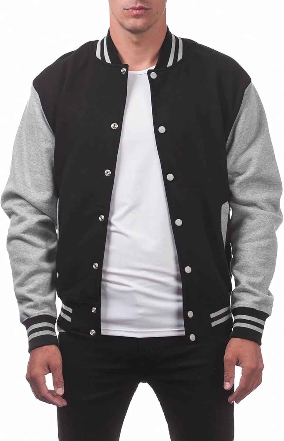 Baseball Varsity Jacket Men Color Block College Baseball Jacket Cotton Blend Casual Slim Lightweight Bomber Jacket