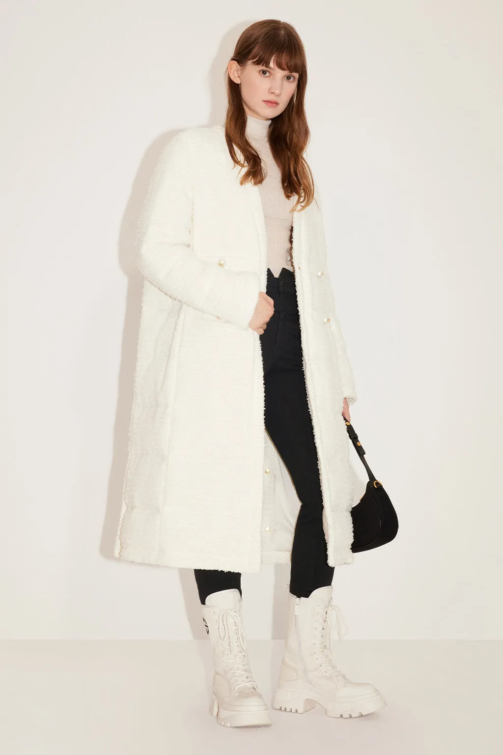 Beige Stylish Long Down Jacket