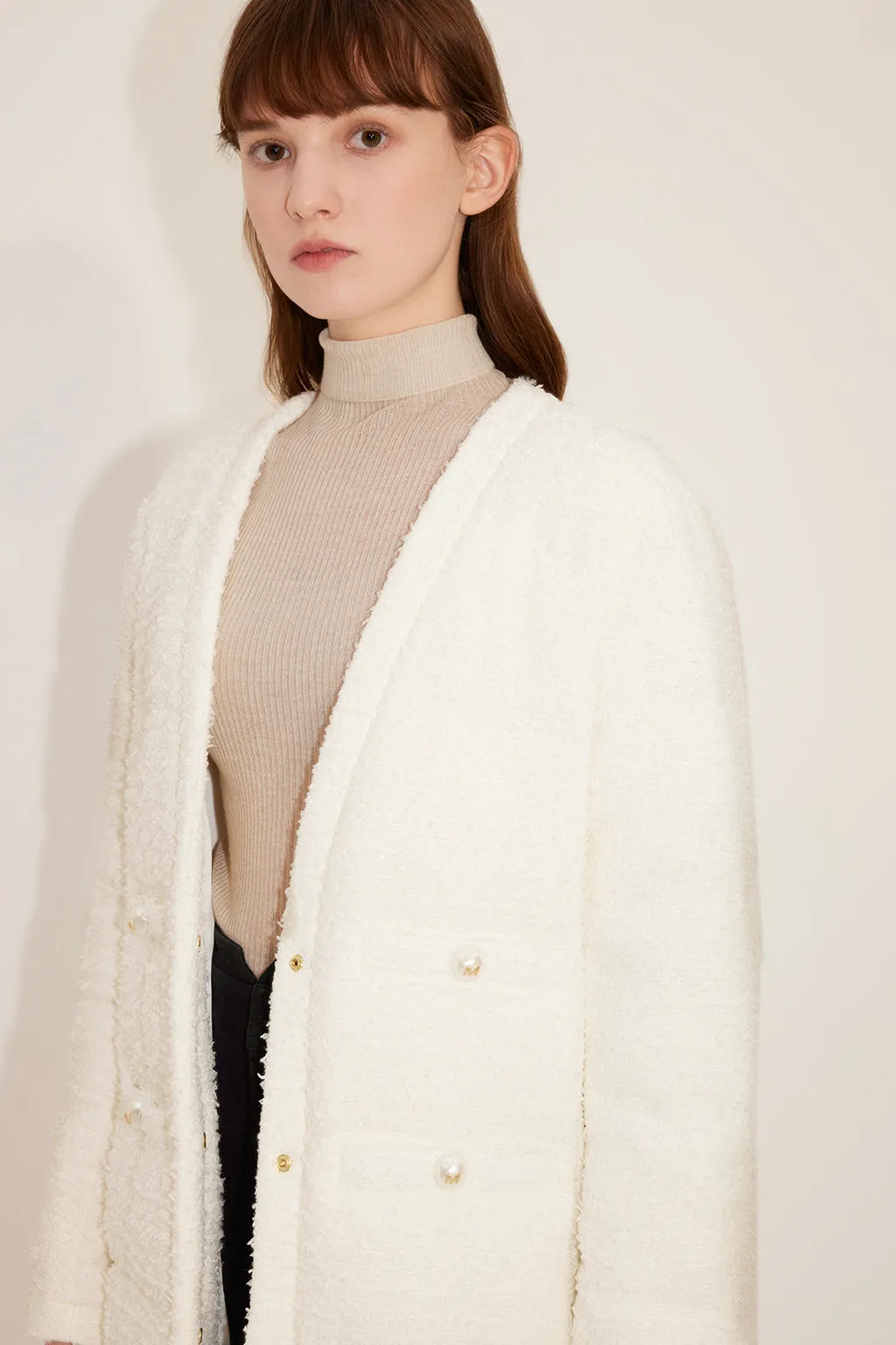 Beige Stylish Long Down Jacket