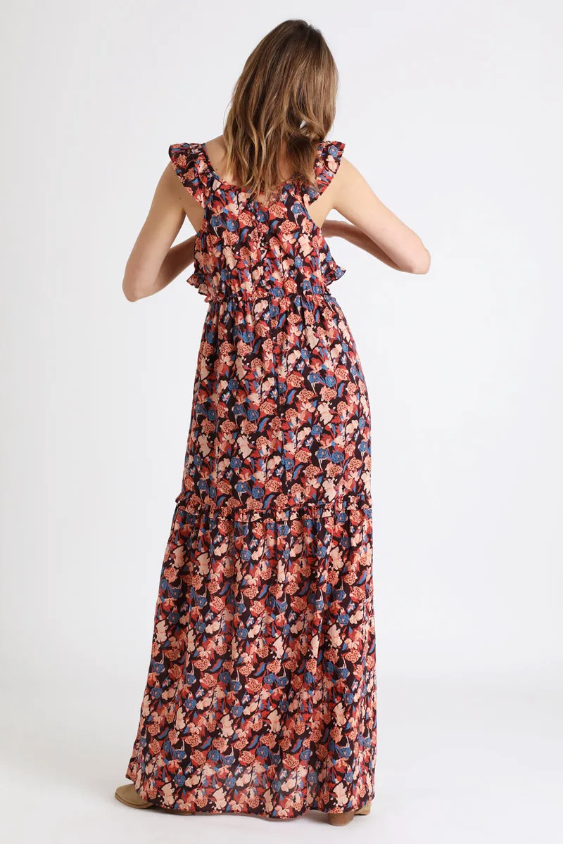 Berenice - Robe Longue Noir Et Beige