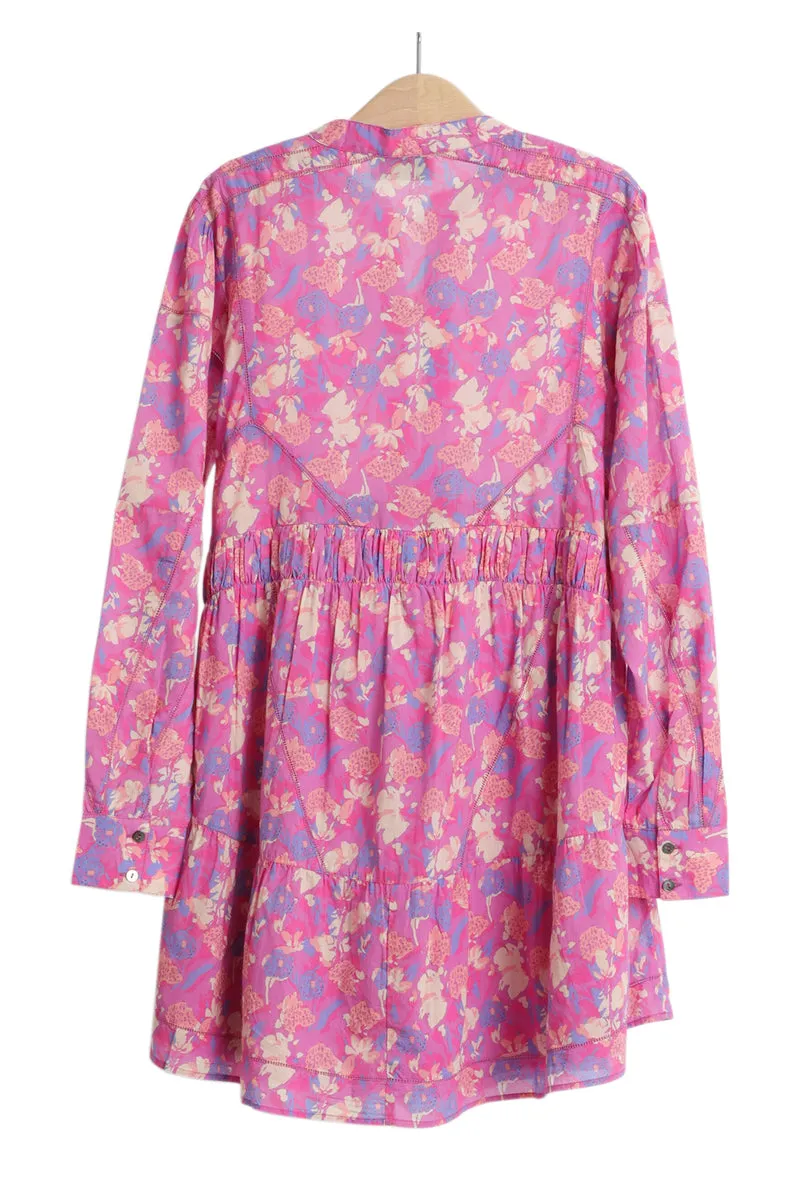Berenice - Robe Trapèze Fuchsia Et Bleu Cobalt