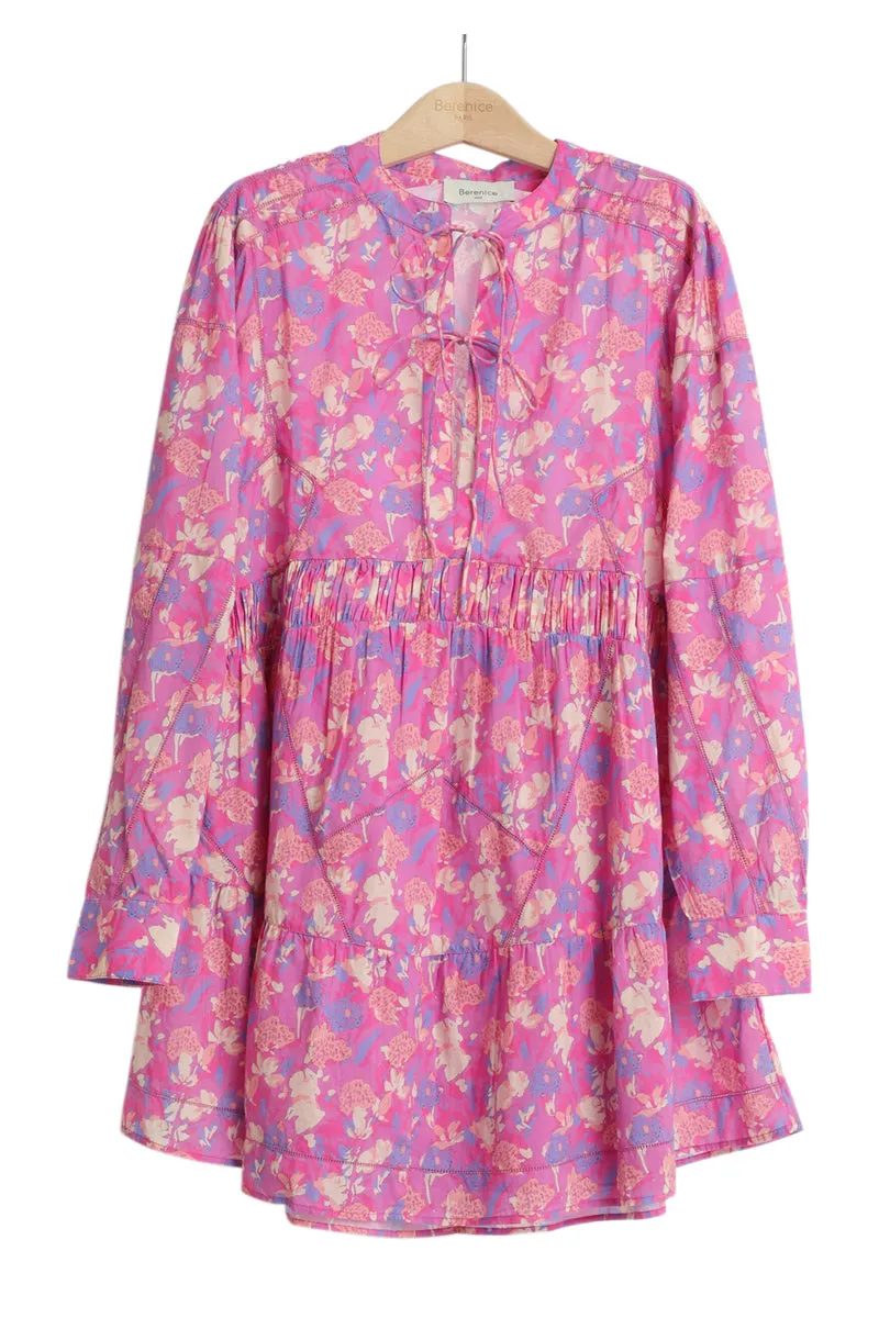 Berenice - Robe Trapèze Fuchsia Et Bleu Cobalt