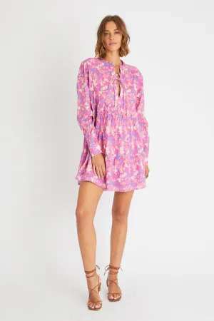 Berenice - Robe Trapèze Fuchsia Et Bleu Cobalt