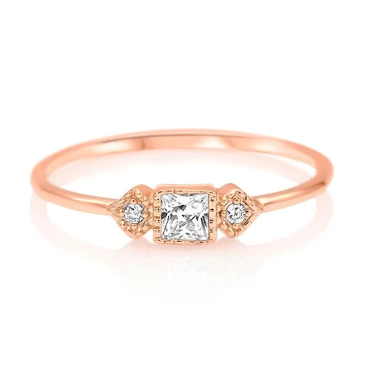 Bezel Set Princess Cut Vintage Band