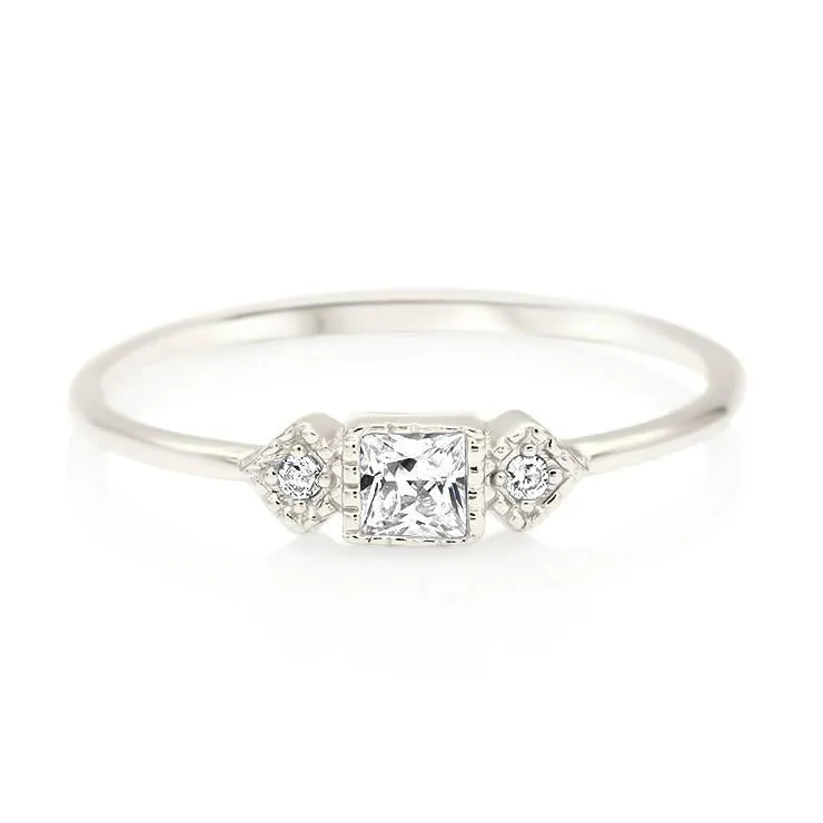 Bezel Set Princess Cut Vintage Band