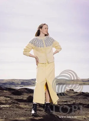 Bláregn Yellow wool button Cardigan - Knitting Kit