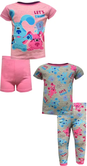 Blue's Clues Let's Think Warm Weather Cotton Toddler 4 Piece Pajamas