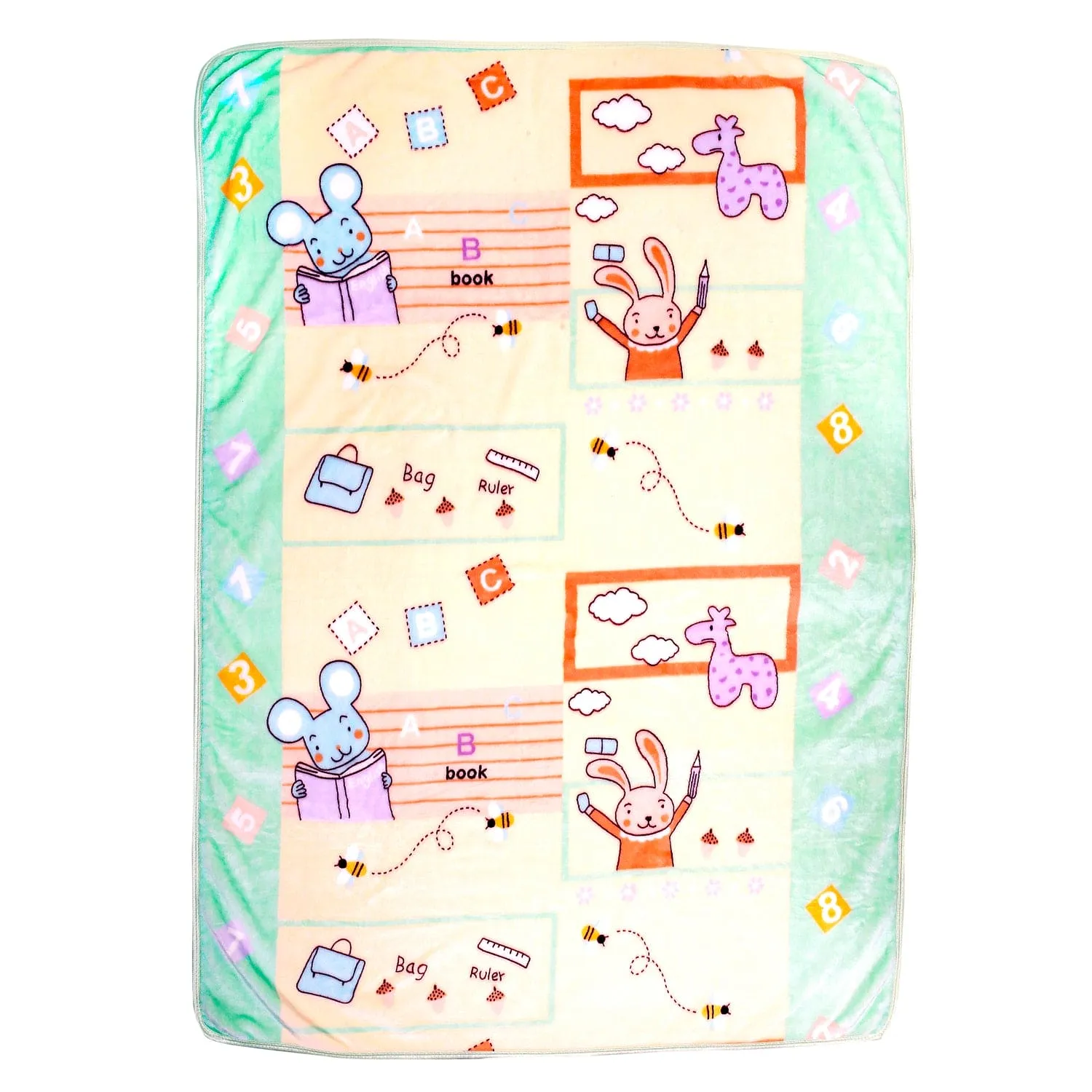 Bookworm Cream And Green Blanket