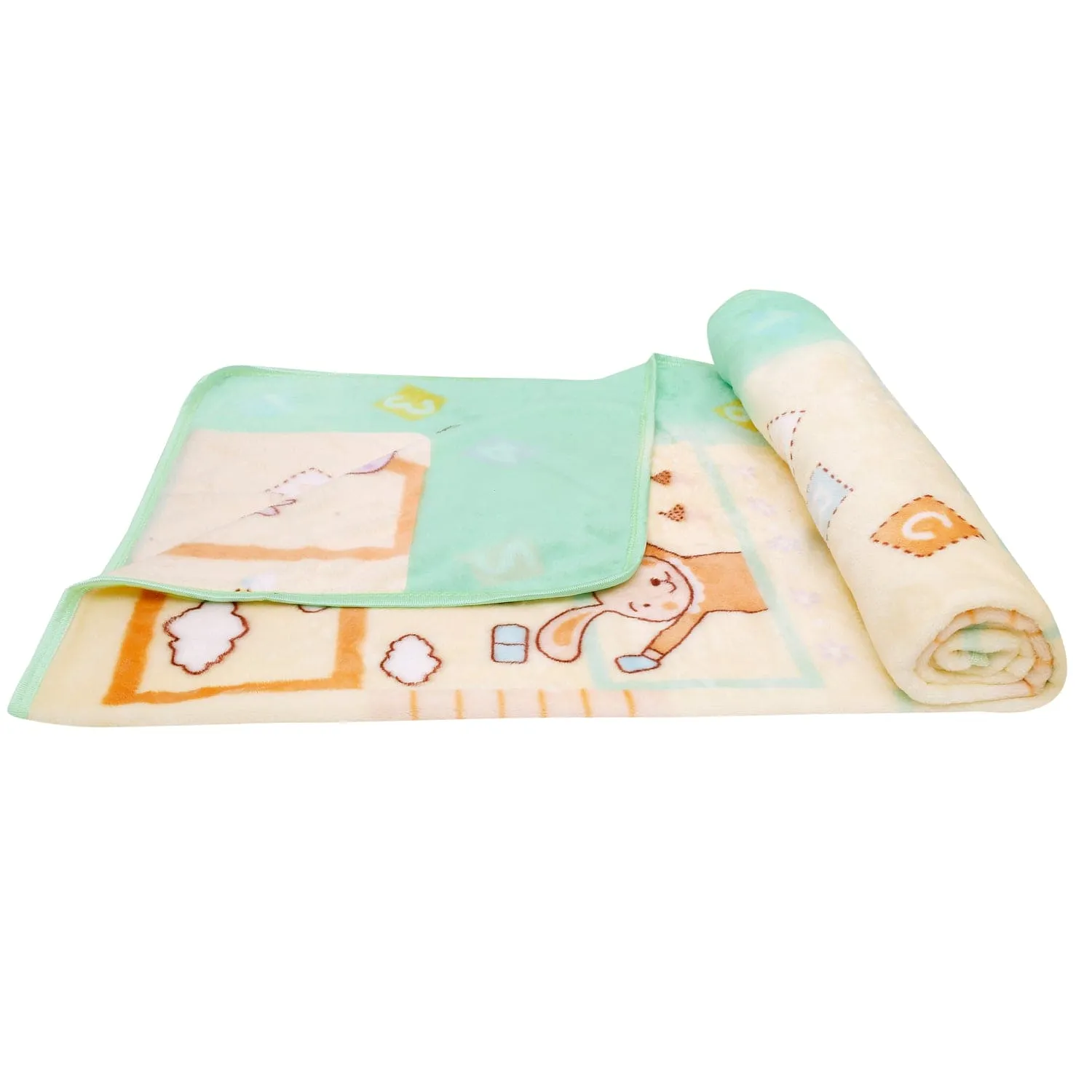 Bookworm Cream And Green Blanket