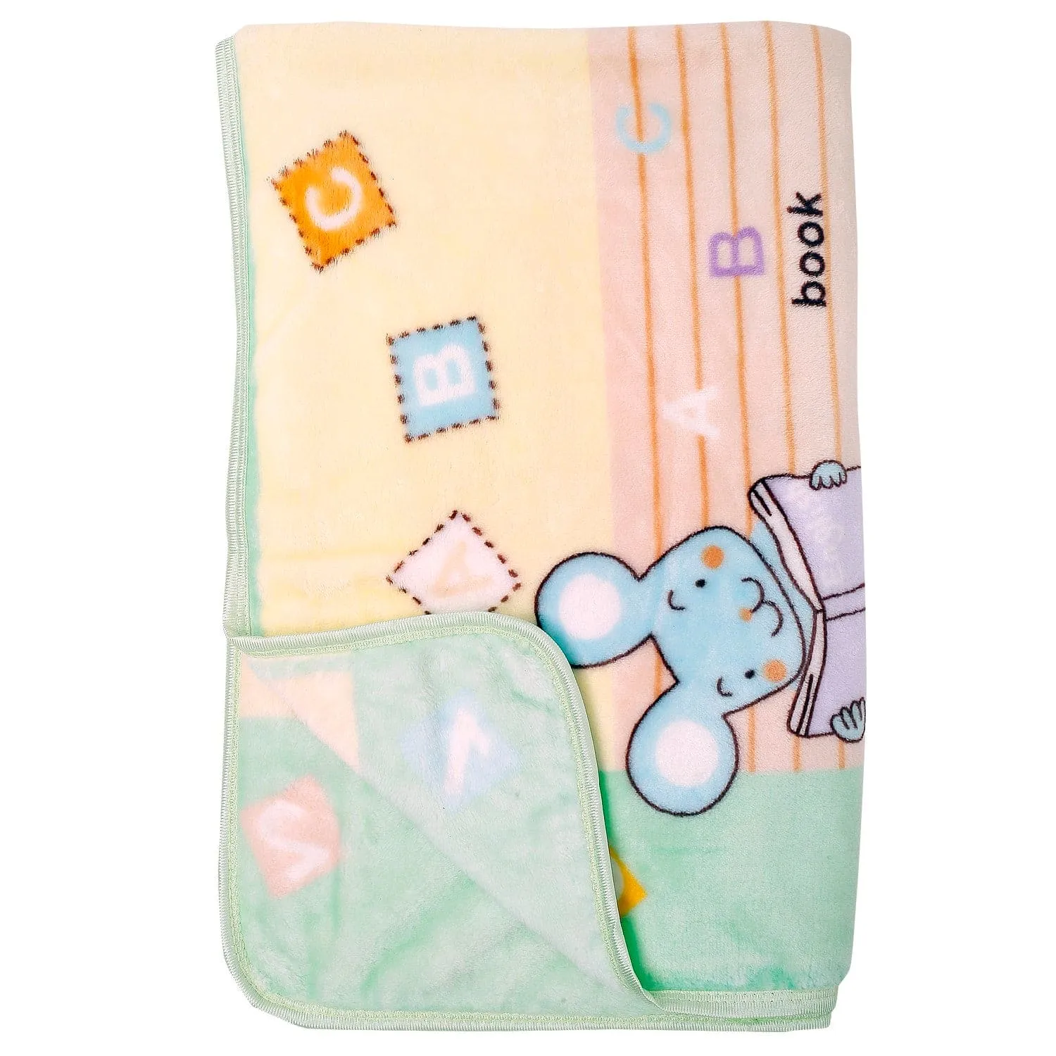 Bookworm Cream And Green Blanket