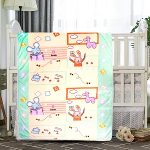 Bookworm Cream And Green Blanket