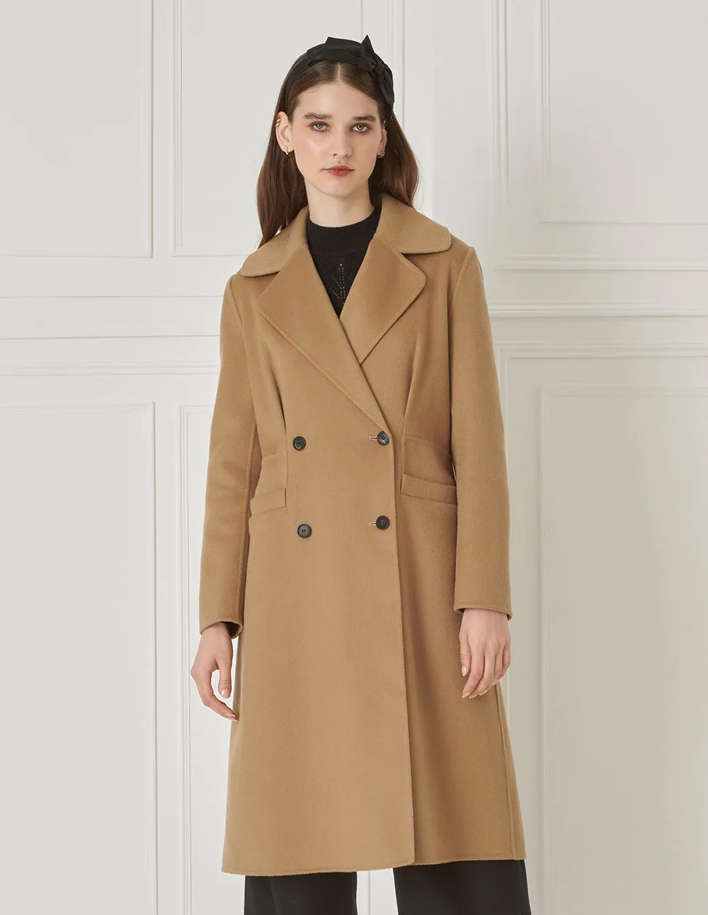 BORA AKSU Lapel Double-Breasted Mulberry Silk-Blend Wool Coat