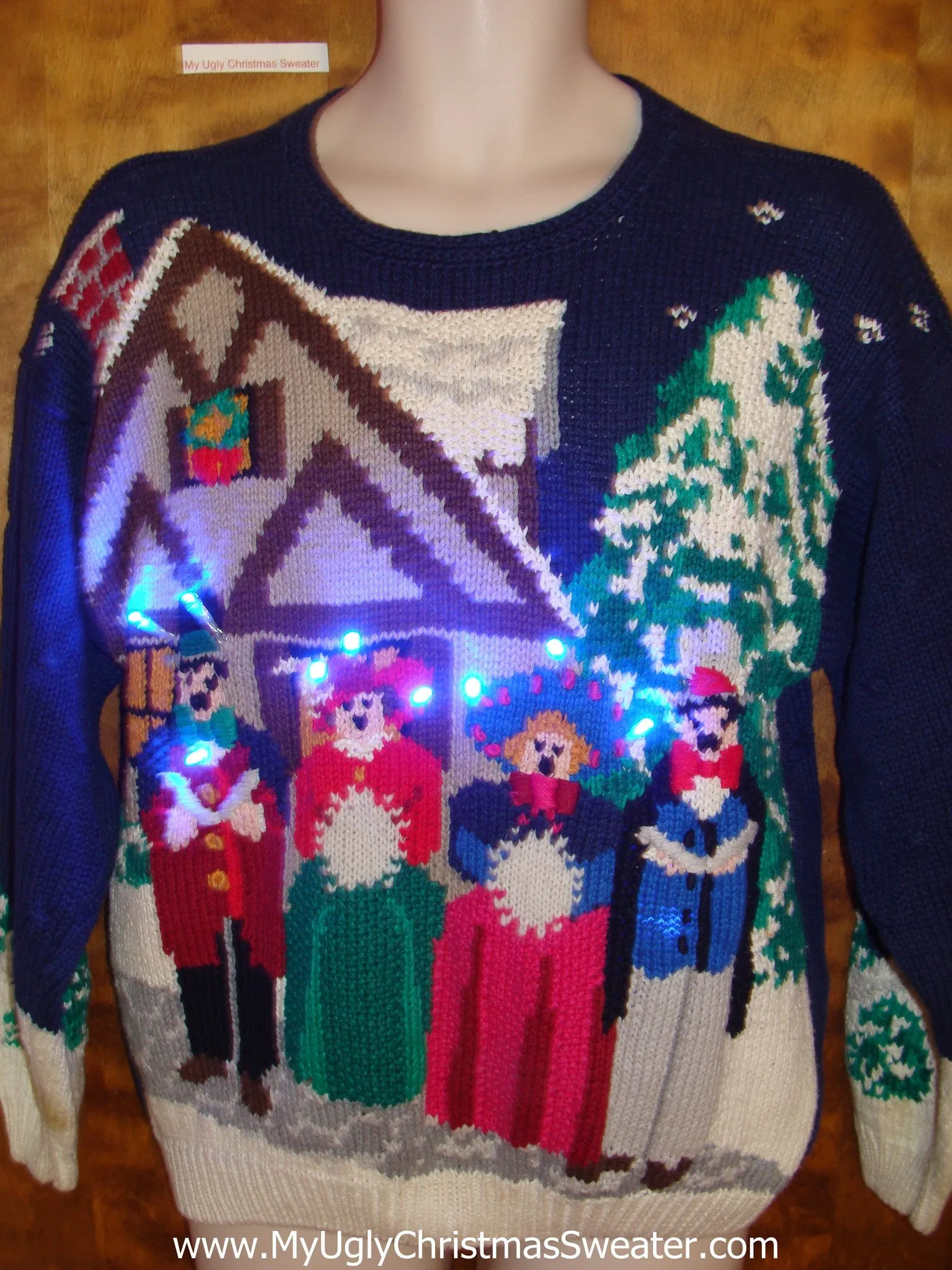 Caroling Singers Ugly Christmas Sweater with Lights