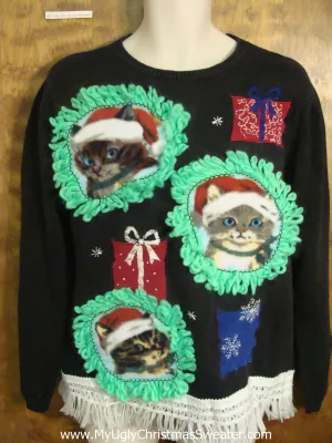 Cats and Their Presents Ugly Christmas Sweater