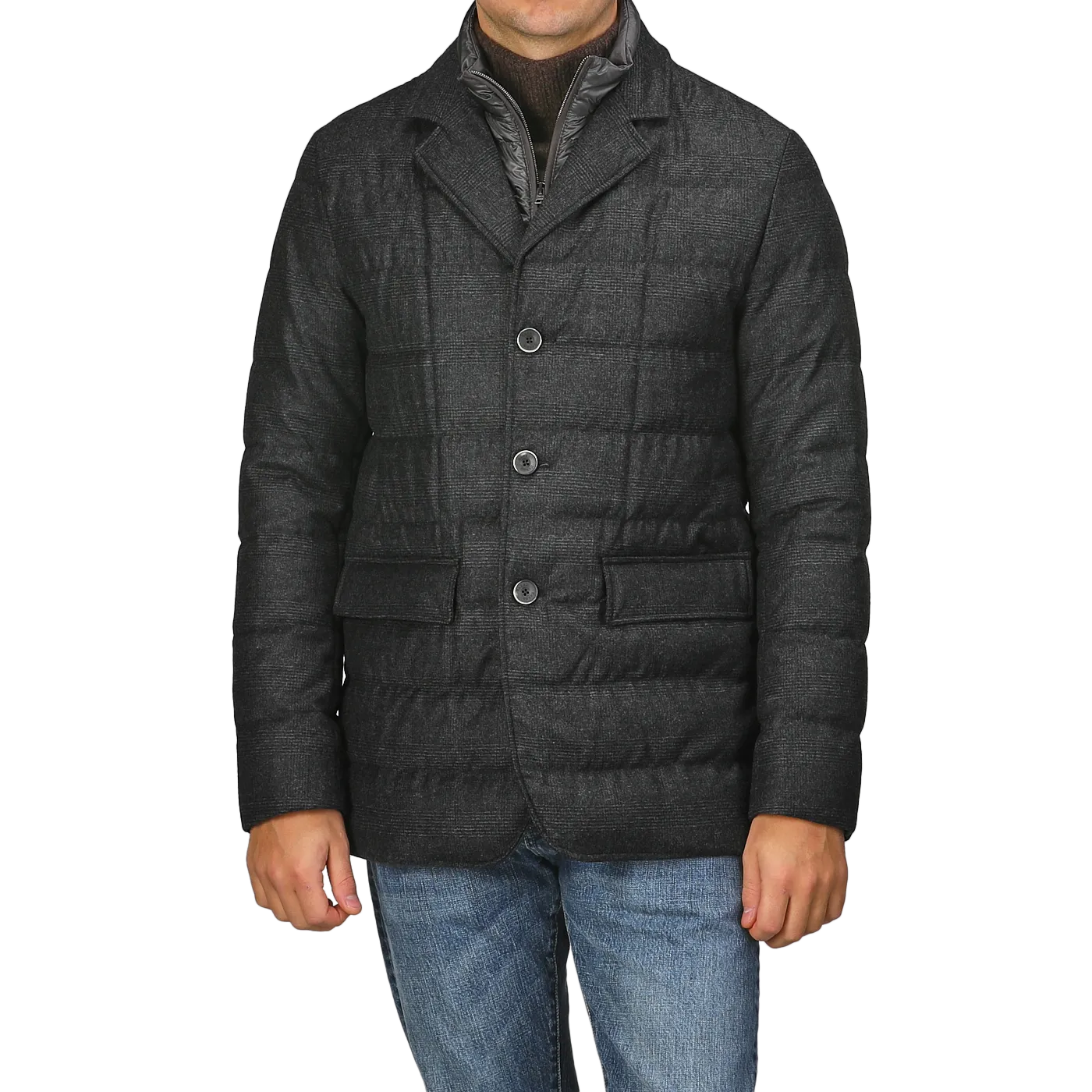 Charcoal Checked Wool Cashmere Loro Piana Jacket