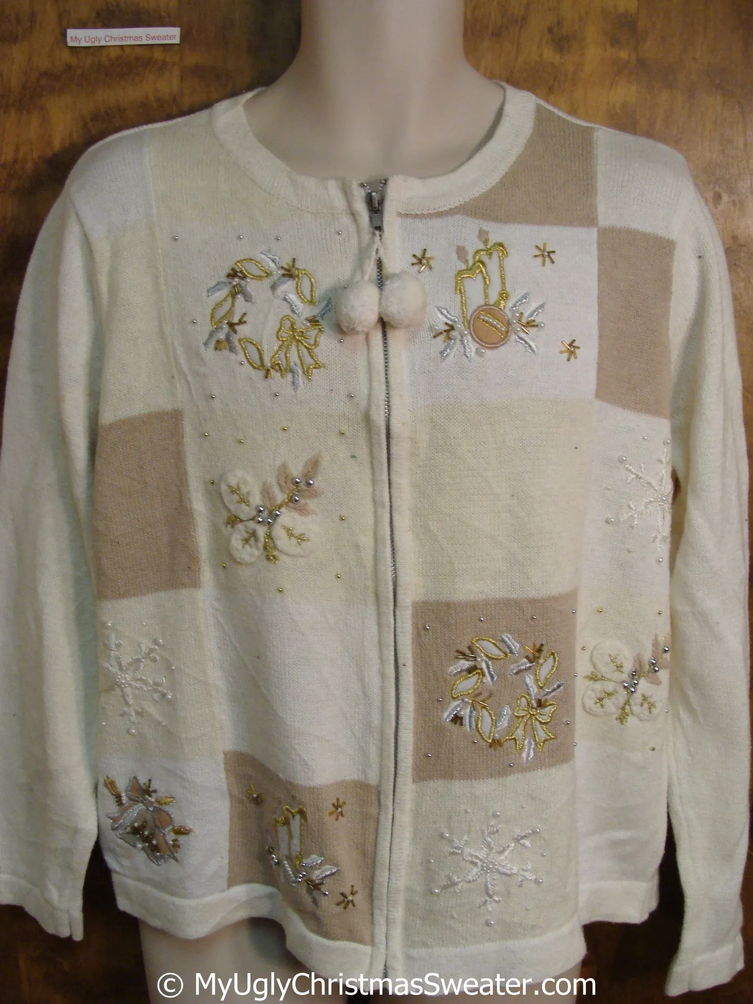 Cheap Christmas Sweater with Pompom Zipper