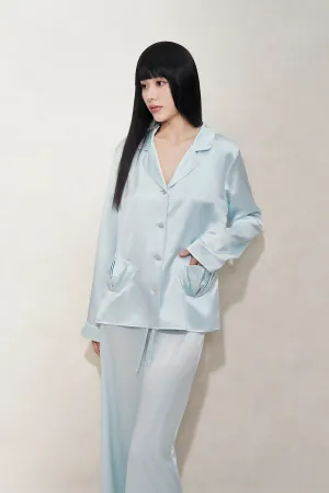 Clear Blue Shell Silk Pyjamas Set