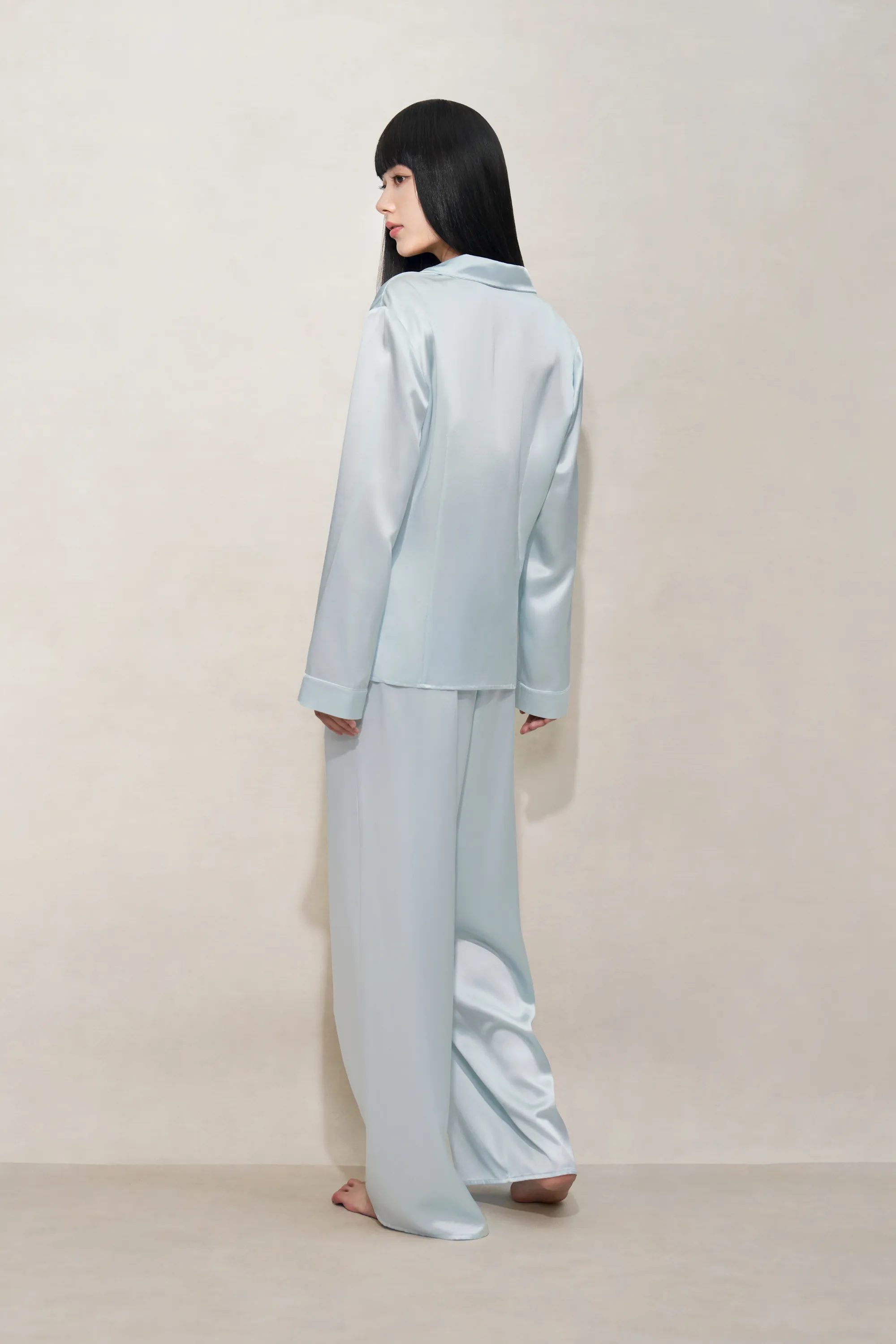 Clear Blue Shell Silk Pyjamas Set