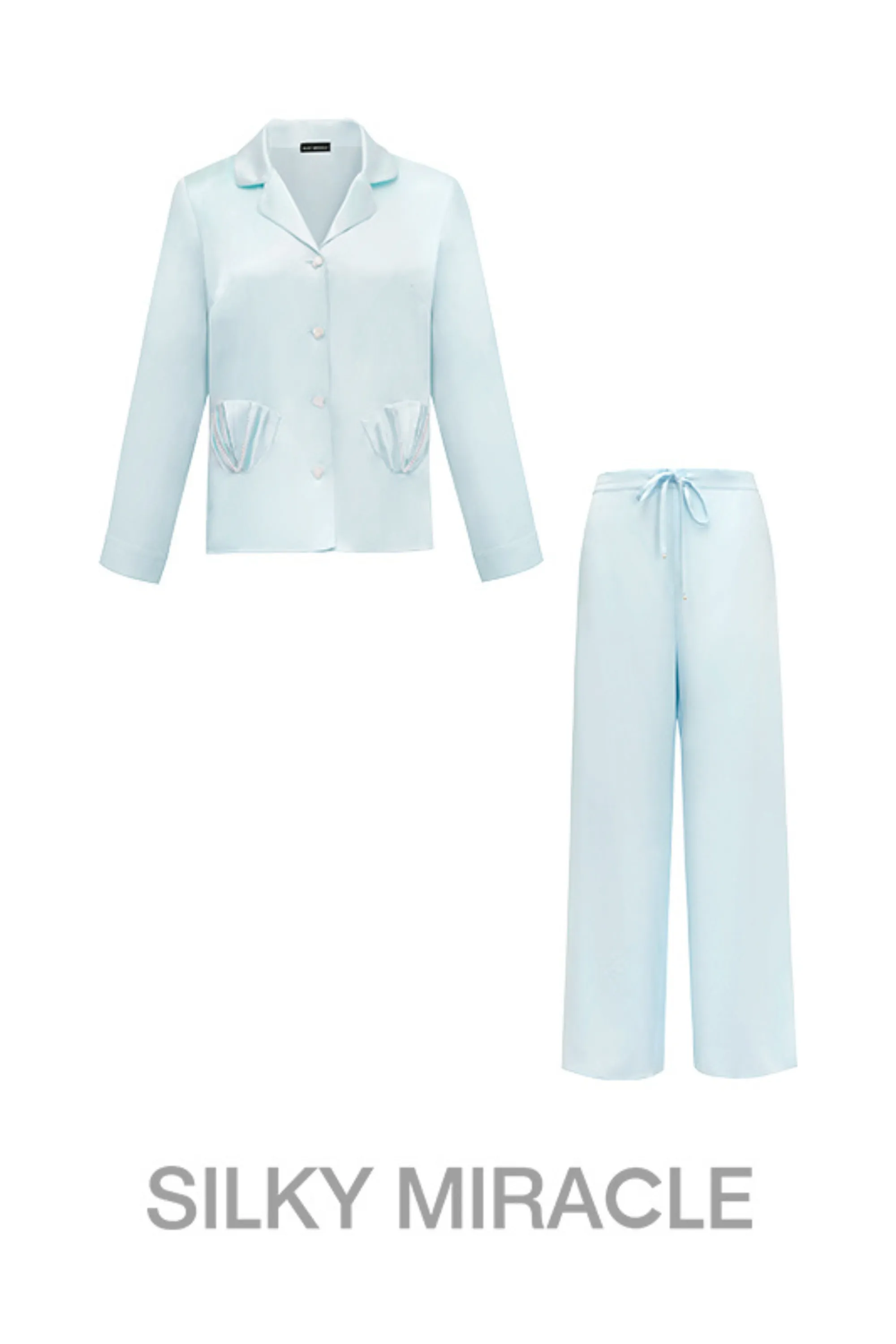 Clear Blue Shell Silk Pyjamas Set