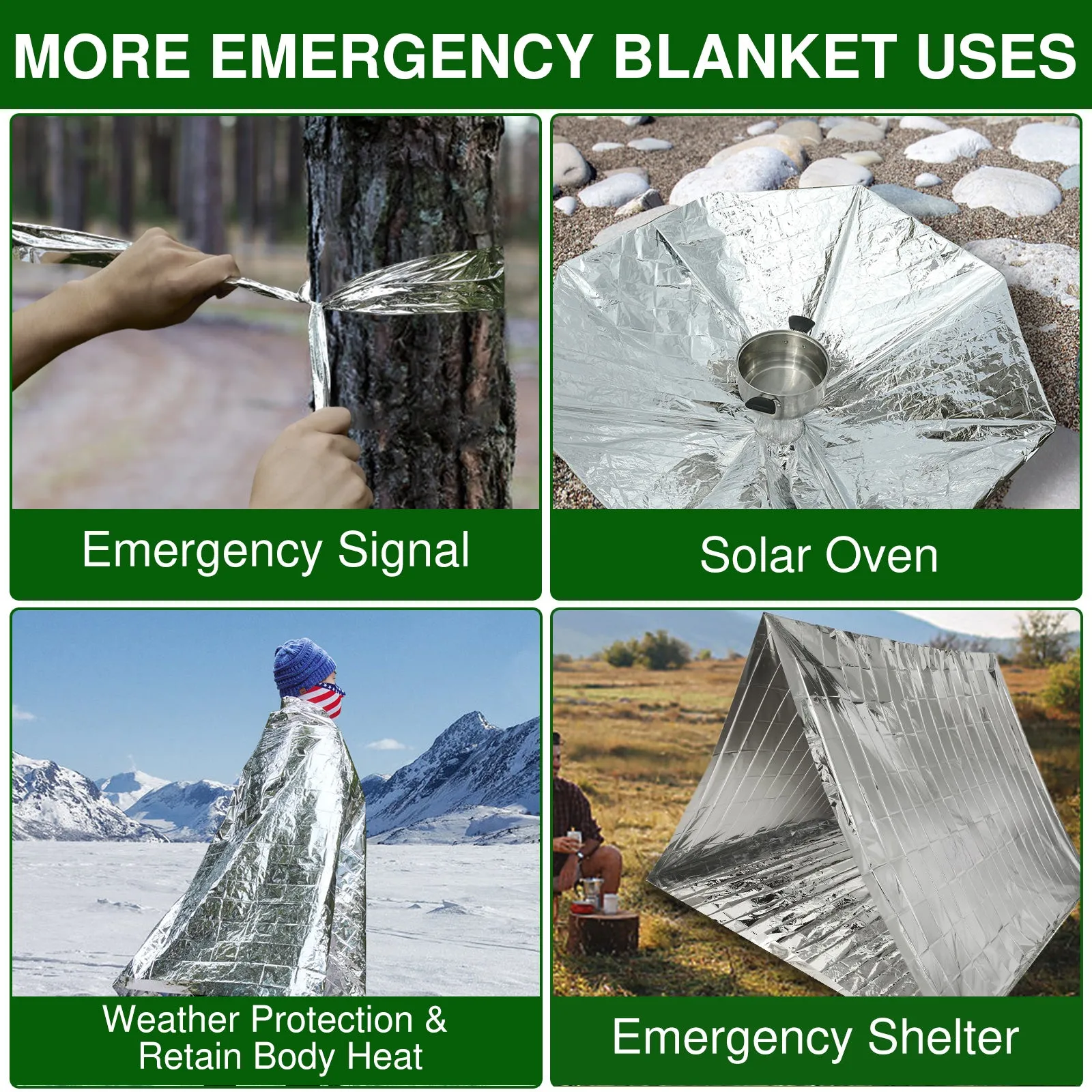 Cobra Emergency Blankets - Ultra-Durable Survival Gear, 52" x 82" - Compact Thermal Protection