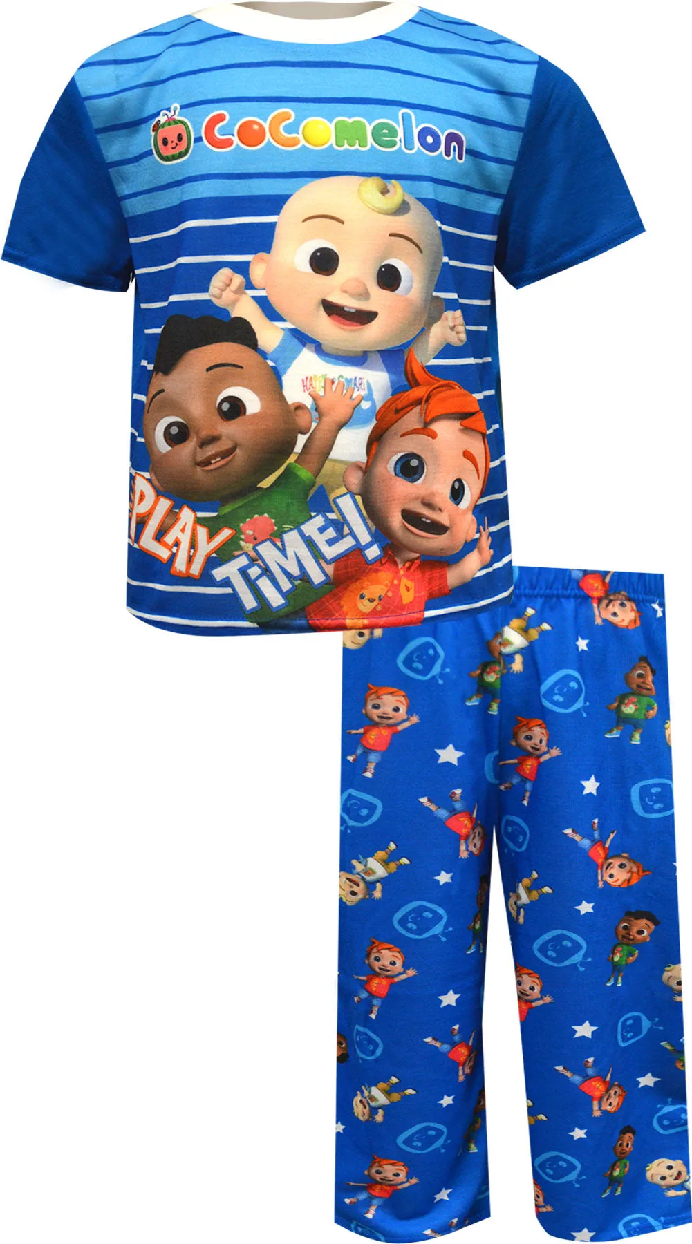 Cocomelon Playtime Striped Blue Toddler Pajamas