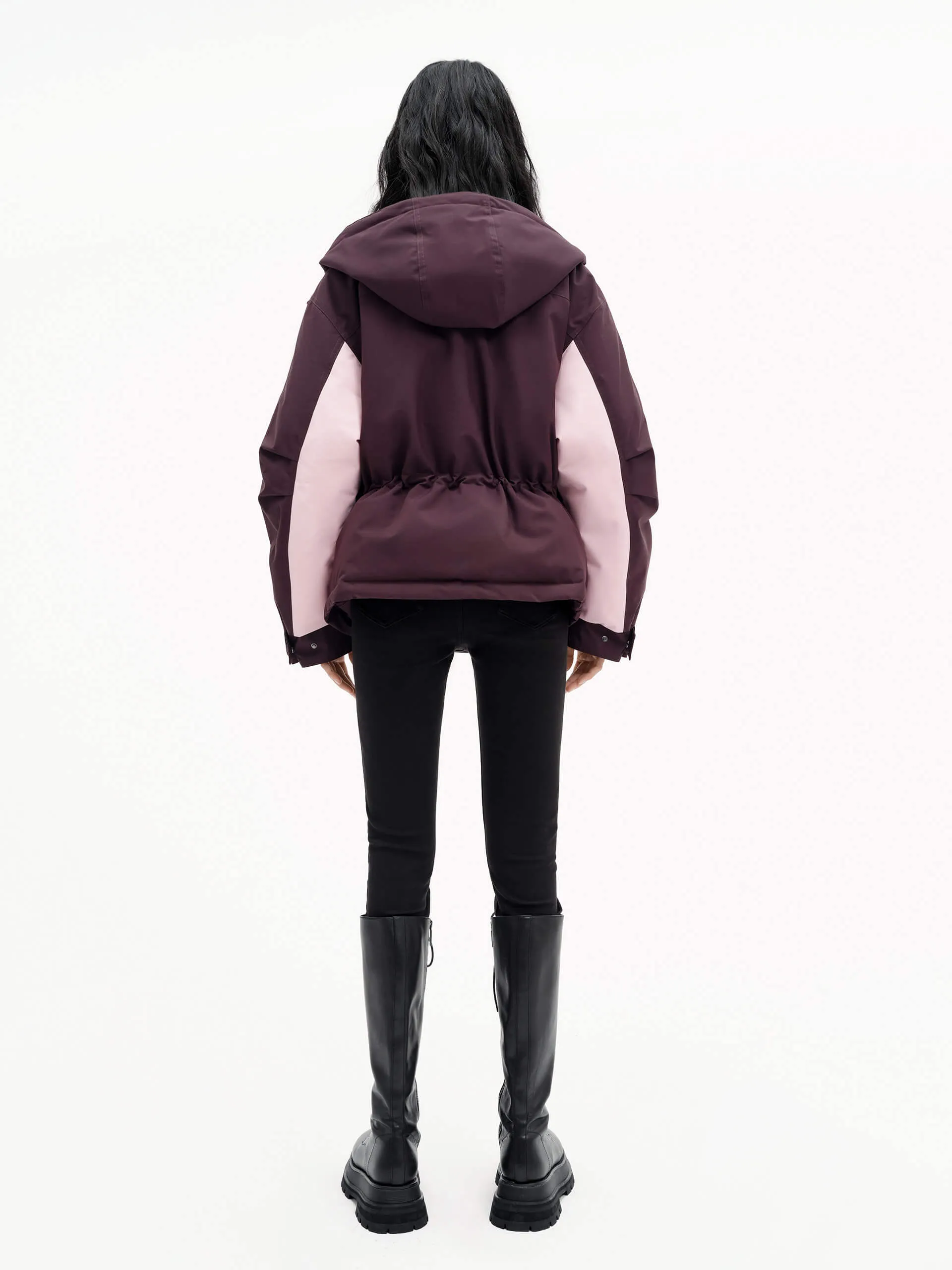 Color Block Hooded Down Jacket