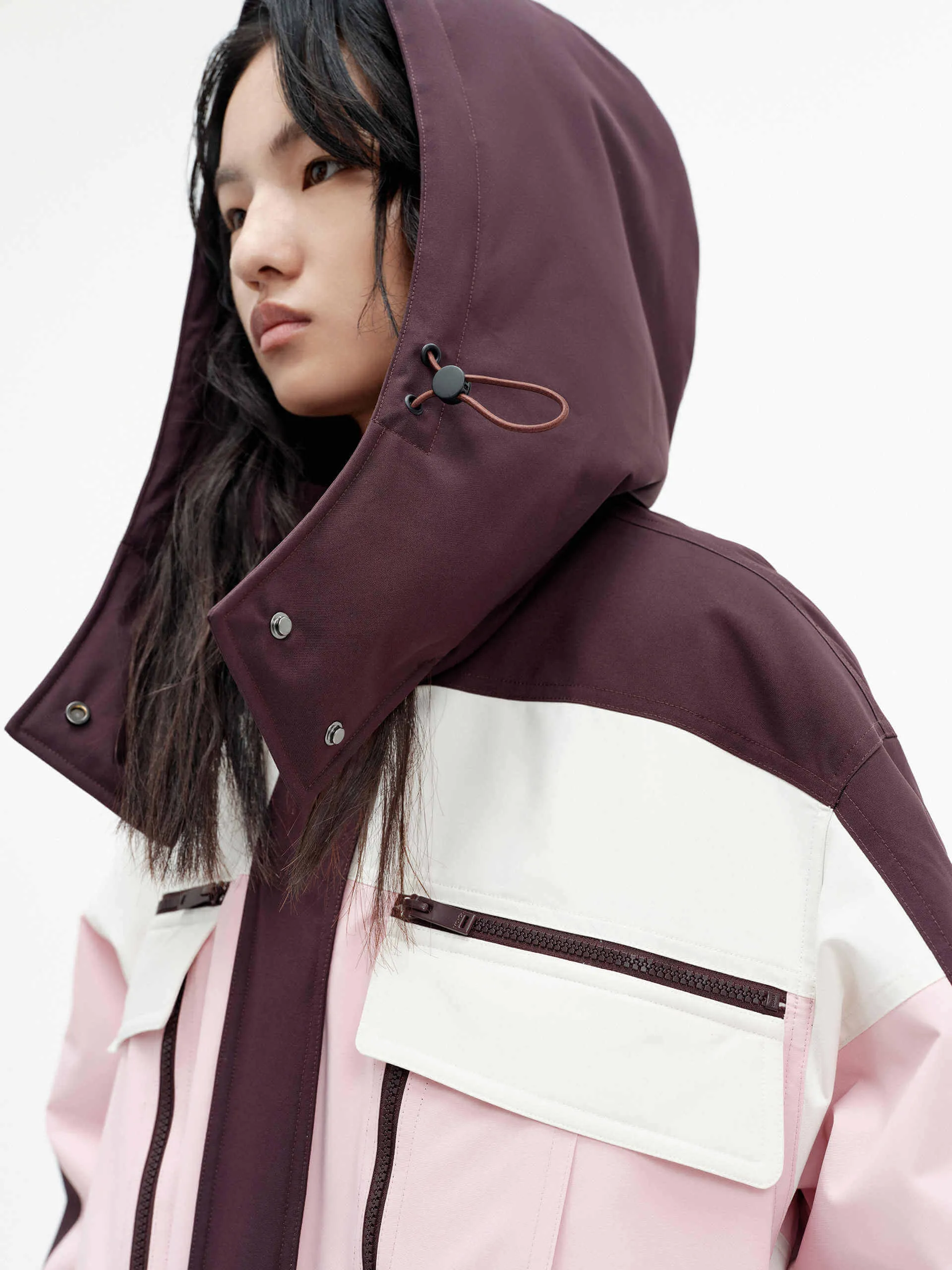Color Block Hooded Down Jacket