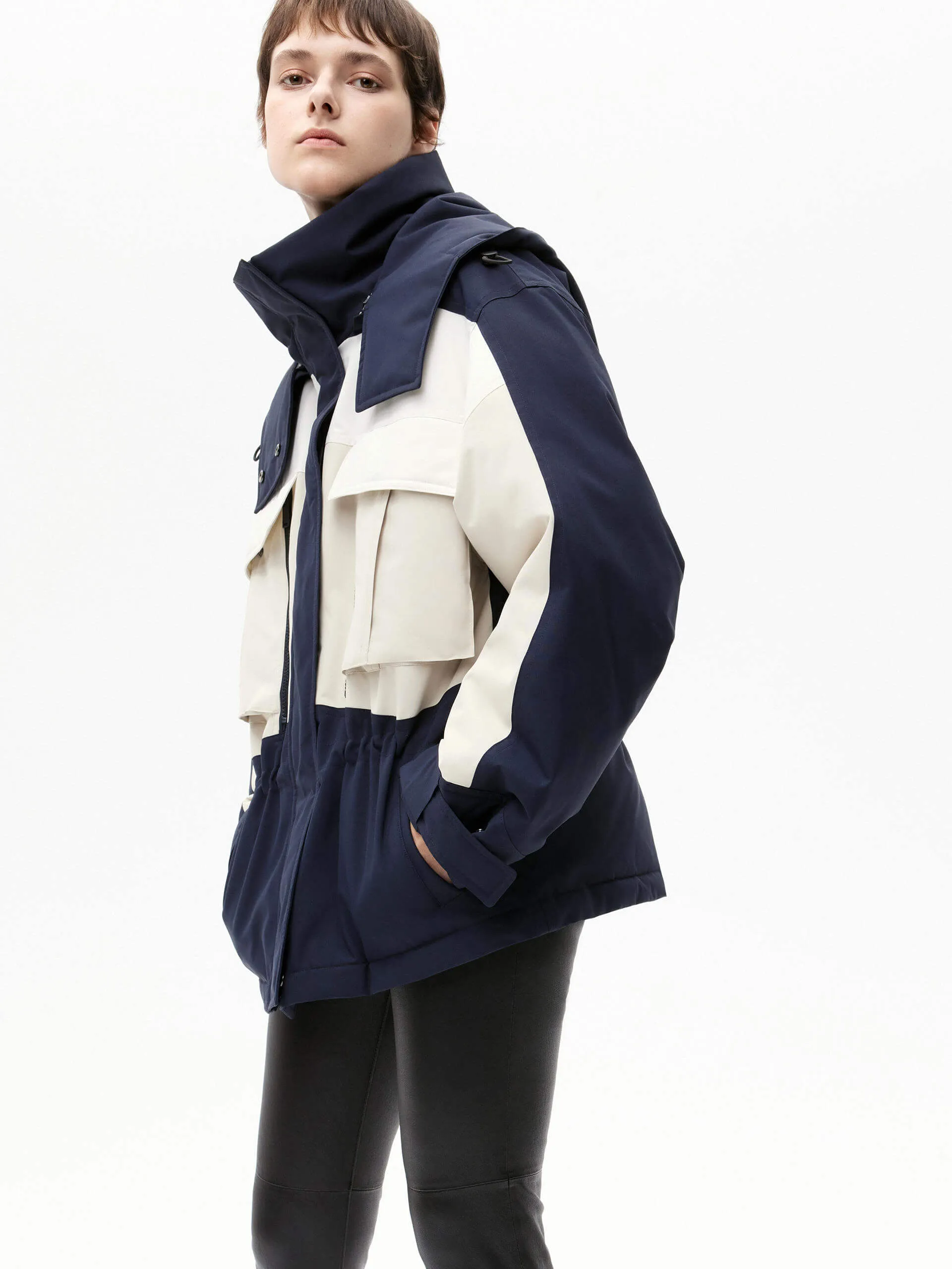 Color Block Hooded Down Jacket