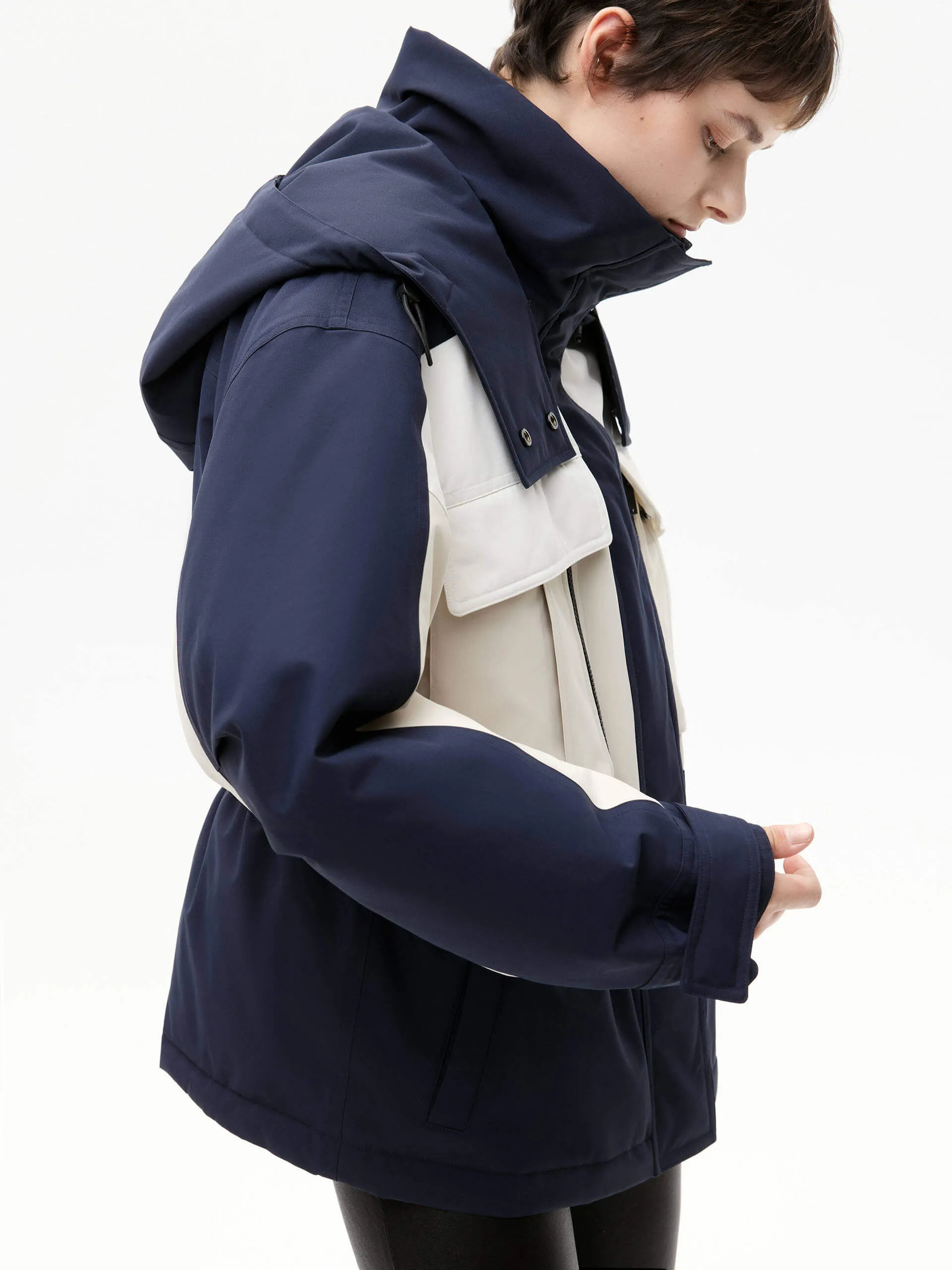 Color Block Hooded Down Jacket