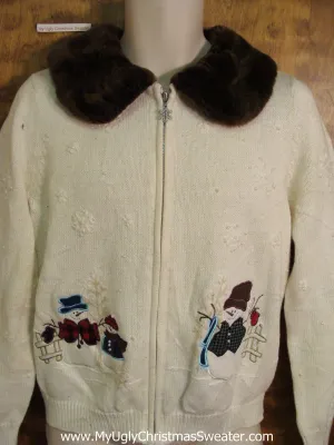 Cute Xmas Sweater with Huge Fluffy Collar
