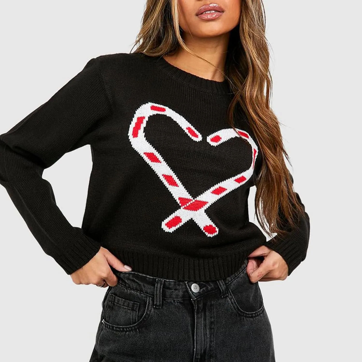 DSORVICD Women Glitter Christmas Sweater Sequin Long Sleeve Knit Pullover Ugly Graphic Oversized Holiday Sweater Streetwear