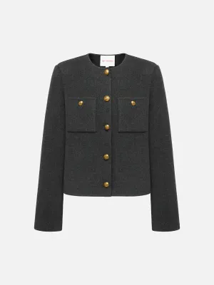 EP YAYING Pure Wool Tweed Coat