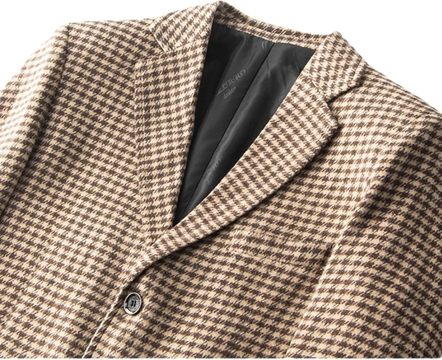 evzosrz Men's Houndstooth Blazers Classic Slim Fit Business Two Button Plaid Tuxedo Prom Wedding Groom Suits Jackets Coats