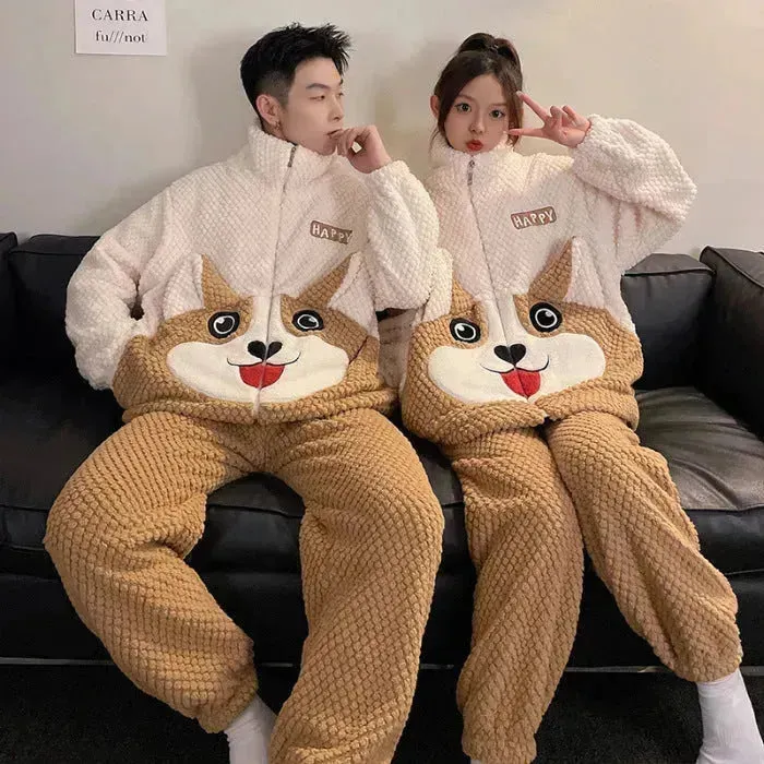 Fashion Casual Embossed Velvet Couple Pajamas