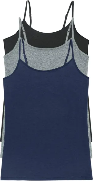 Felina Womens Cotton Modal Camisole, Adjustable Cotton Tank Top 3-Pack