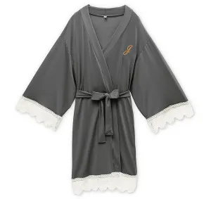 Grey Jersey and Lace Bridesmaid Robe