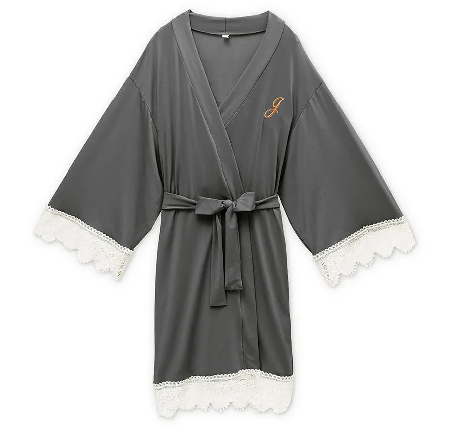 Grey Jersey and Lace Bridesmaid Robe