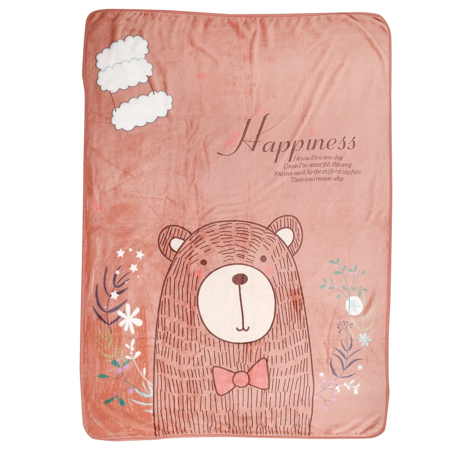Happy Bear Red And Brown One Ply Blanket