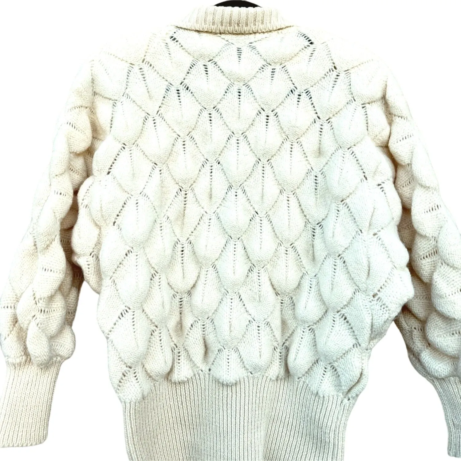 I B Diffusion Vintage Knit V Neck Batwing Sleeves Button Down Wool Cardigan - S