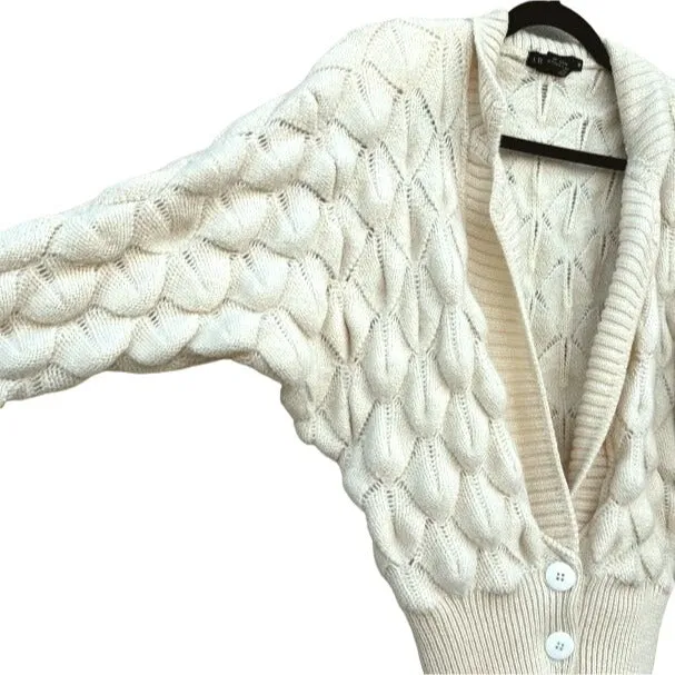 I B Diffusion Vintage Knit V Neck Batwing Sleeves Button Down Wool Cardigan - S