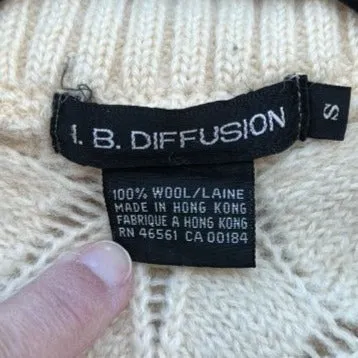I B Diffusion Vintage Knit V Neck Batwing Sleeves Button Down Wool Cardigan - S