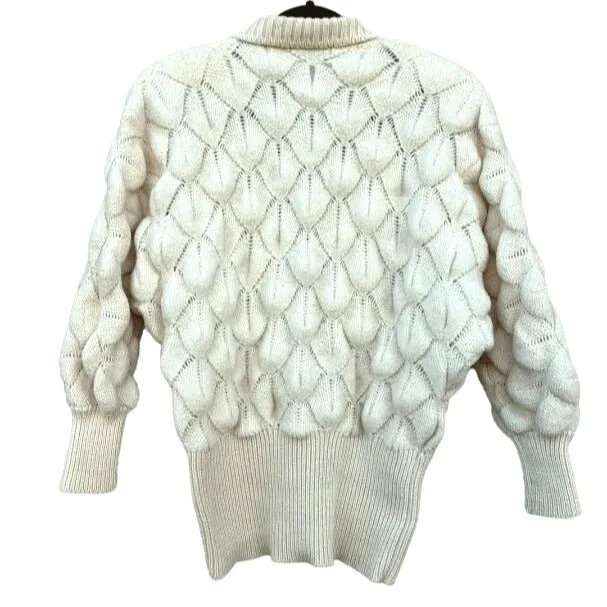 I B Diffusion Vintage Knit V Neck Batwing Sleeves Button Down Wool Cardigan - S