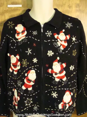 Ice Skating Santas Cute Xmas Sweater
