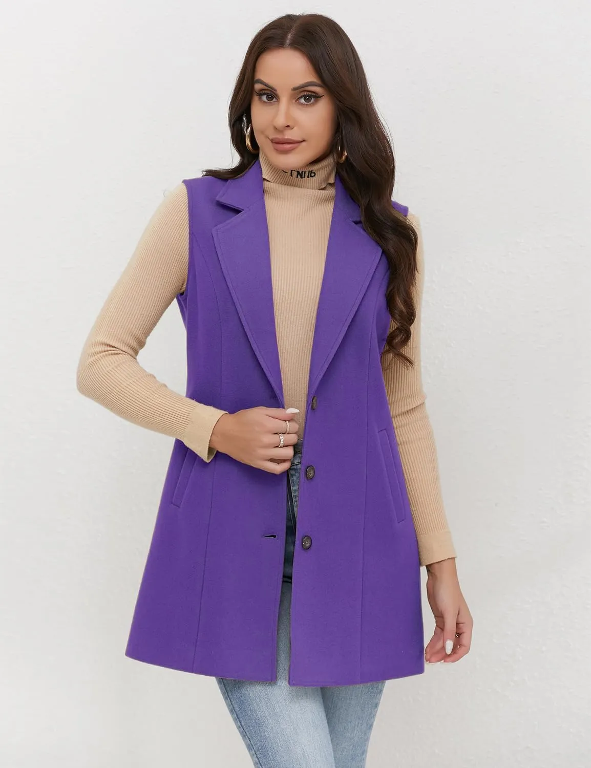 IDEALSANXUN Plaid Vest for Women Fall Winter Sleeveless Blazer Jackets