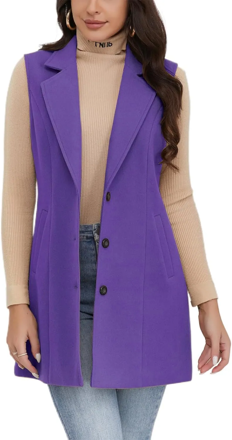 IDEALSANXUN Plaid Vest for Women Fall Winter Sleeveless Blazer Jackets