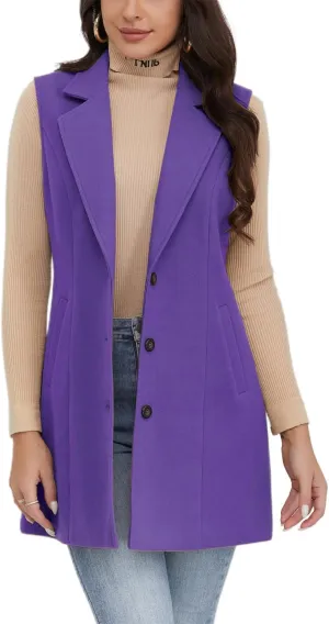 IDEALSANXUN Plaid Vest for Women Fall Winter Sleeveless Blazer Jackets